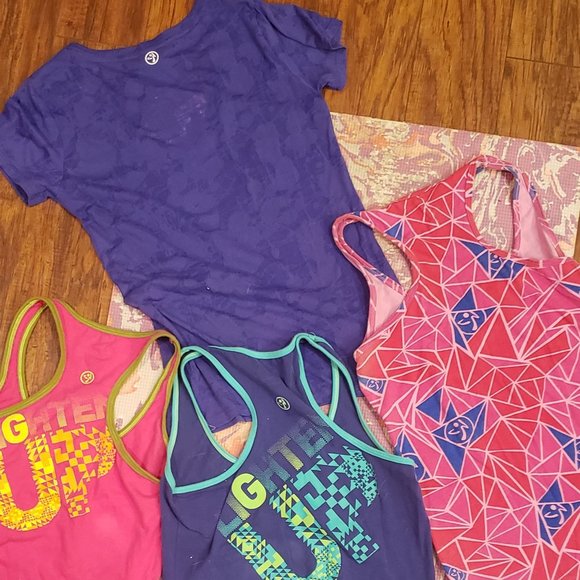 Zumba LOT Vintage 4 Tops tanks activewear fitness Med - Picture 2 of 2